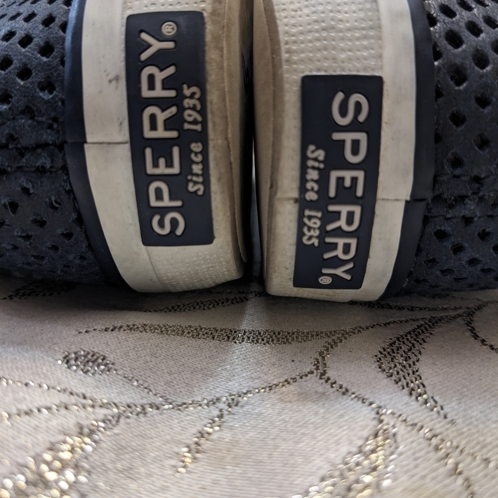 SPERRY SLIDES Dusty Blue Leather Slip On Sneakers Wm Sz 5 - Picture 4 of 11